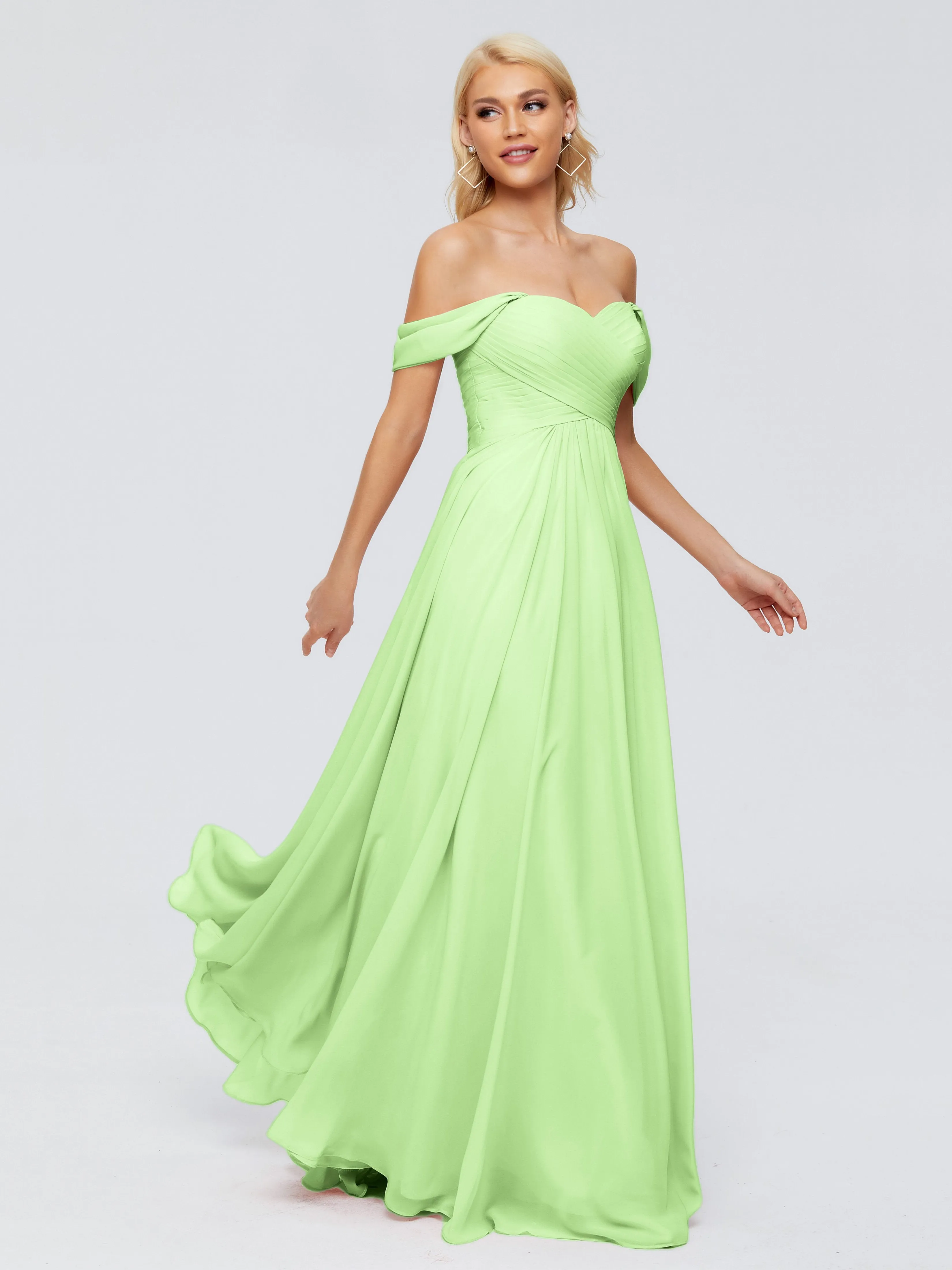 Trinity Off-The-Shoulder Chiffon Bridesmaid Dresses