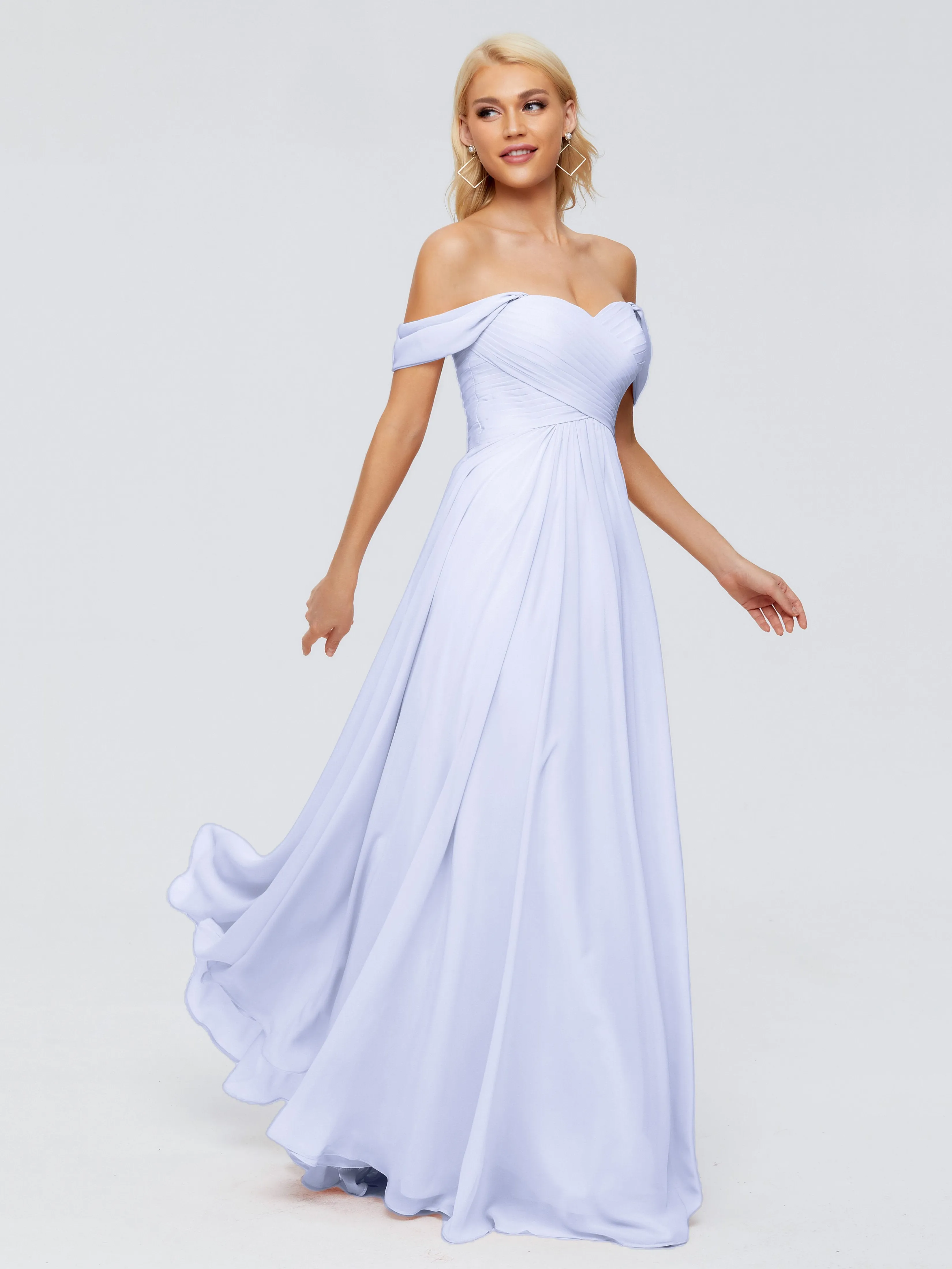 Trinity Off-The-Shoulder Chiffon Bridesmaid Dresses