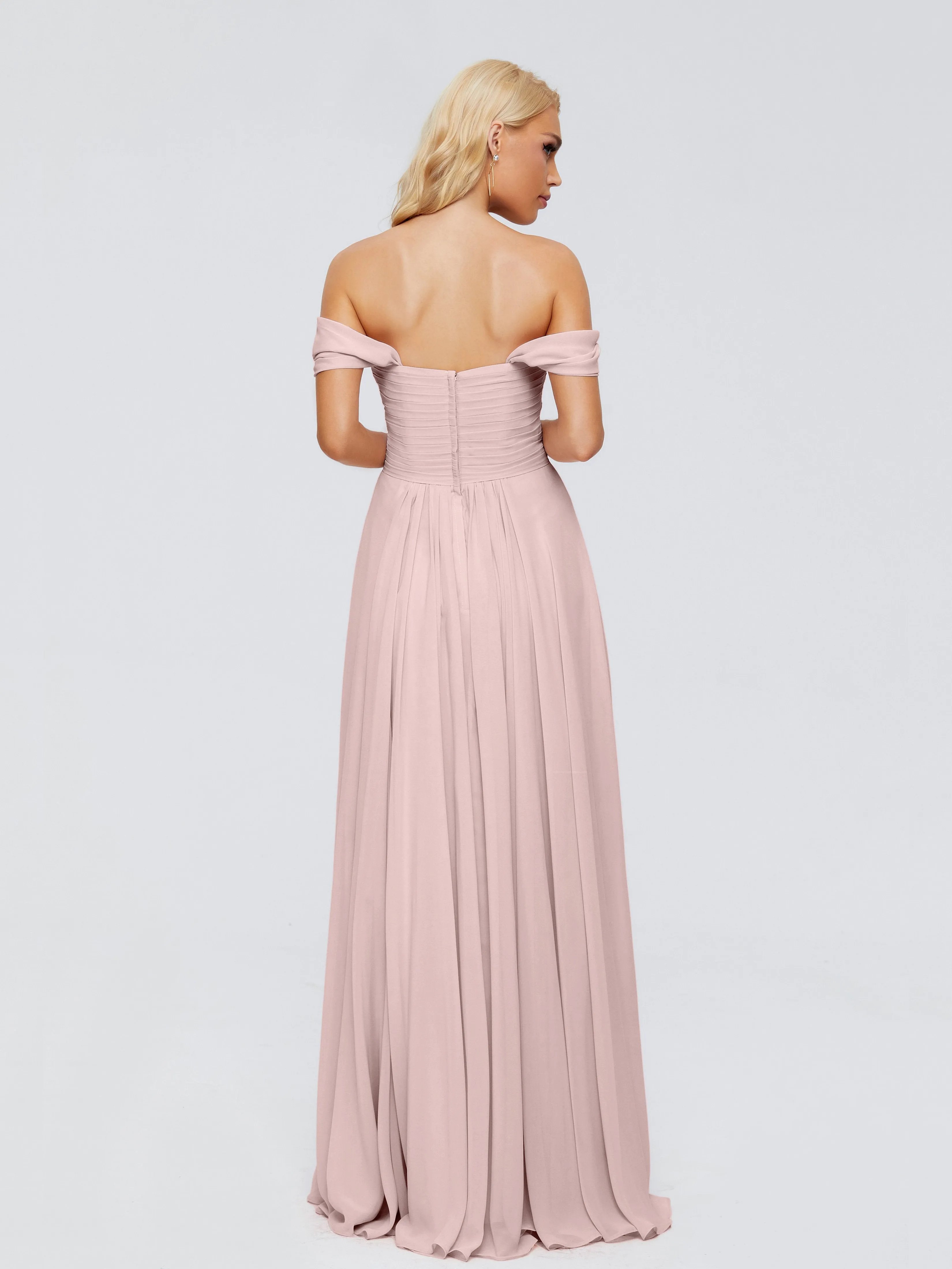 Trinity Off-The-Shoulder Chiffon Bridesmaid Dresses