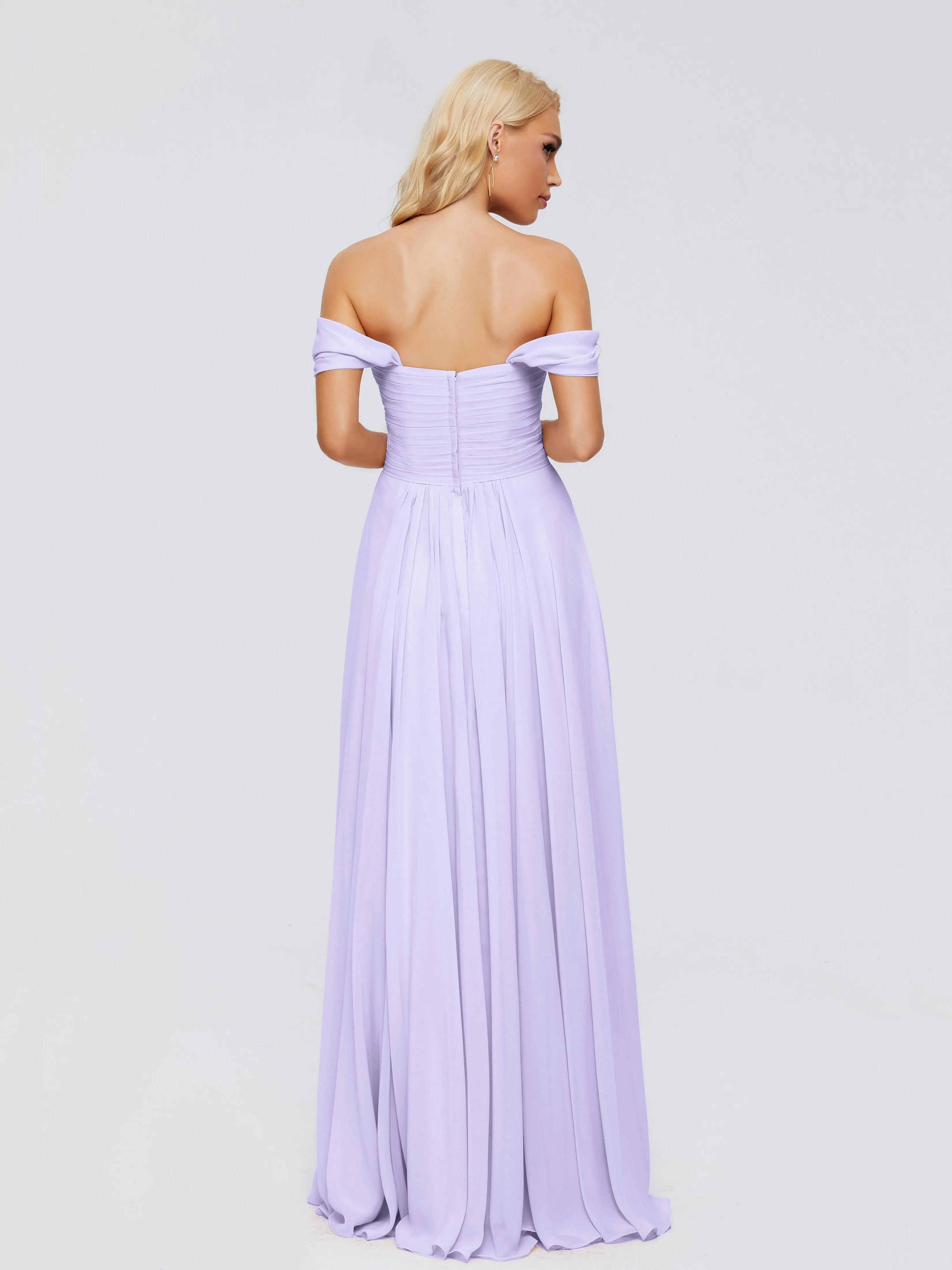 Trinity Off-The-Shoulder Chiffon Bridesmaid Dresses