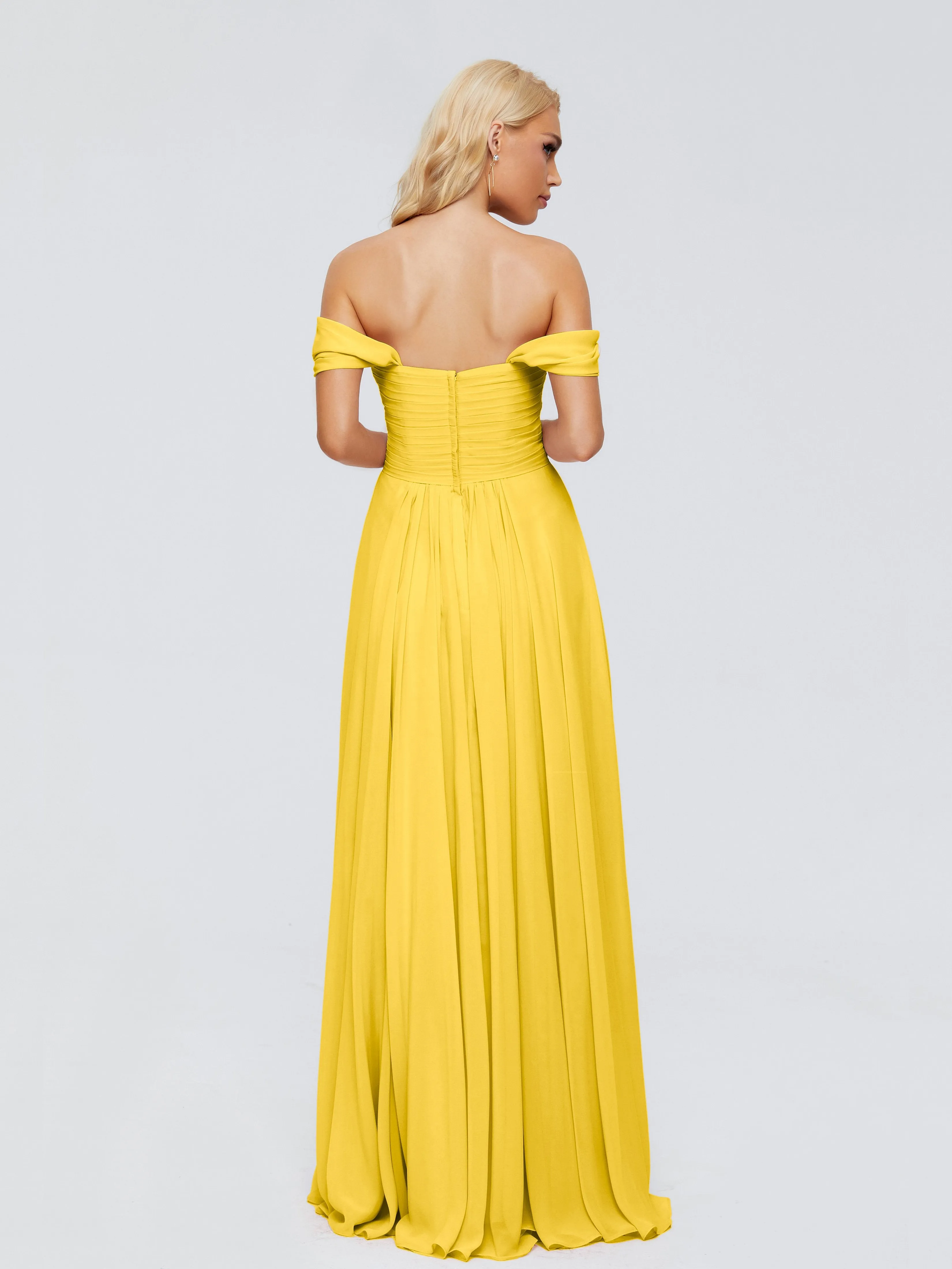 Trinity Off-The-Shoulder Chiffon Bridesmaid Dresses