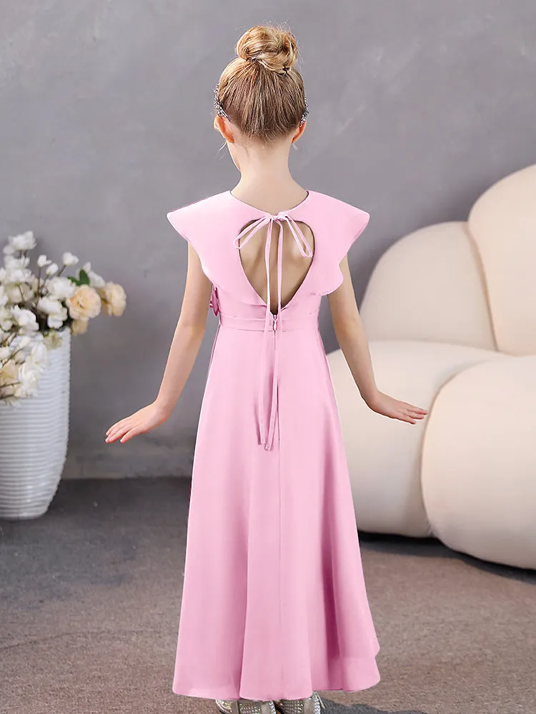 V-Neck Ruffles Chiffon Junior Bridesmaid Dresses