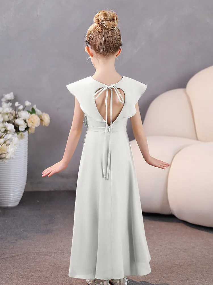 V-Neck Ruffles Chiffon Junior Bridesmaid Dresses