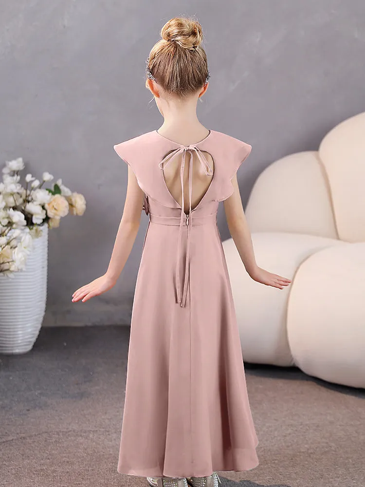 V-Neck Ruffles Chiffon Junior Bridesmaid Dresses