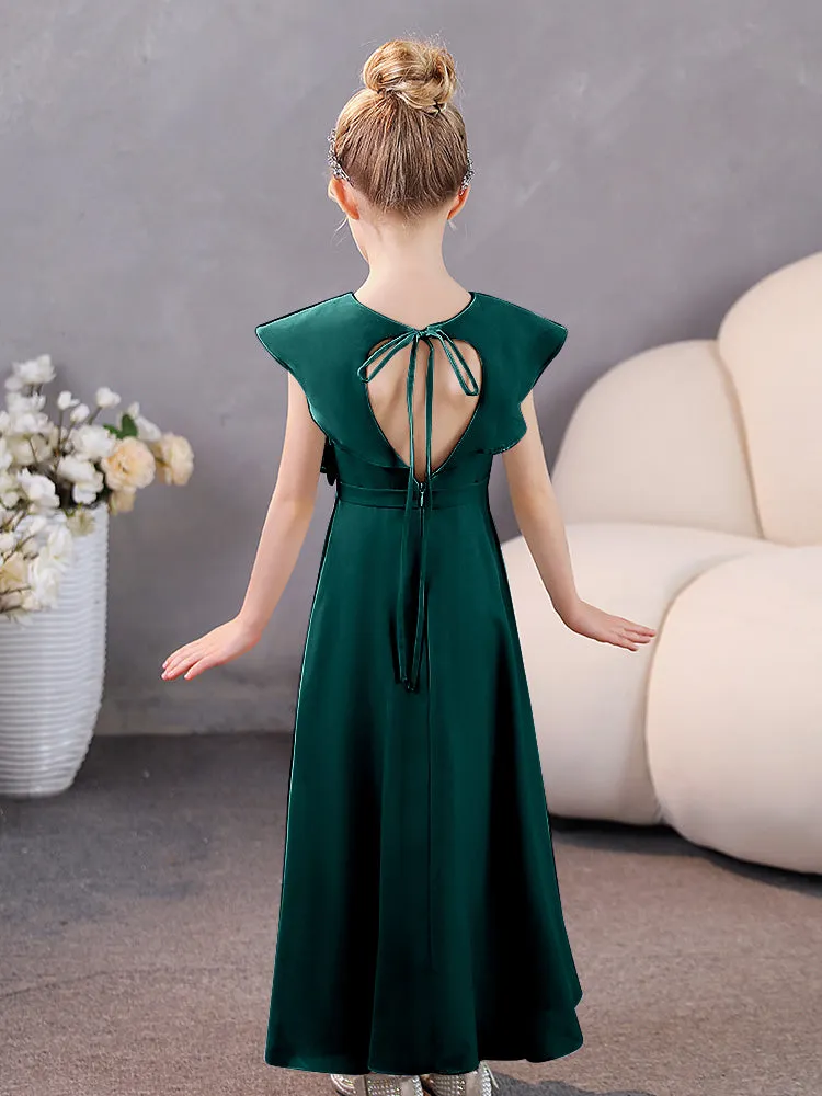 V-Neck Ruffles Chiffon Junior Bridesmaid Dresses