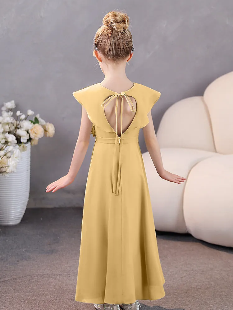 V-Neck Ruffles Chiffon Junior Bridesmaid Dresses