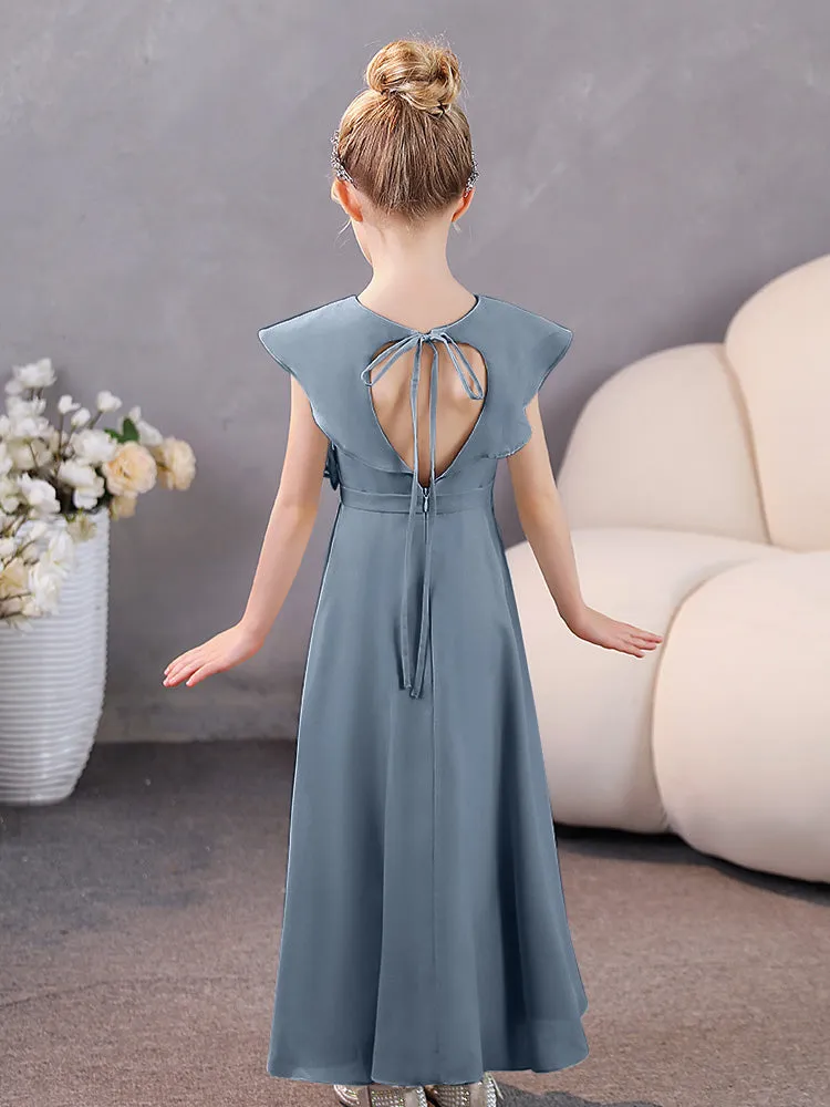 V-Neck Ruffles Chiffon Junior Bridesmaid Dresses