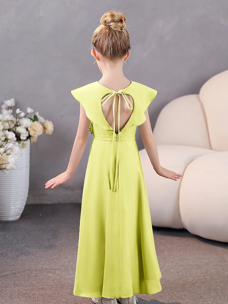 V-Neck Ruffles Chiffon Junior Bridesmaid Dresses