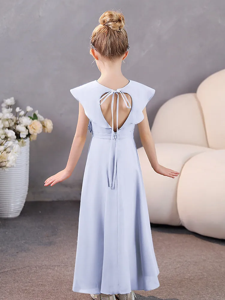 V-Neck Ruffles Chiffon Junior Bridesmaid Dresses
