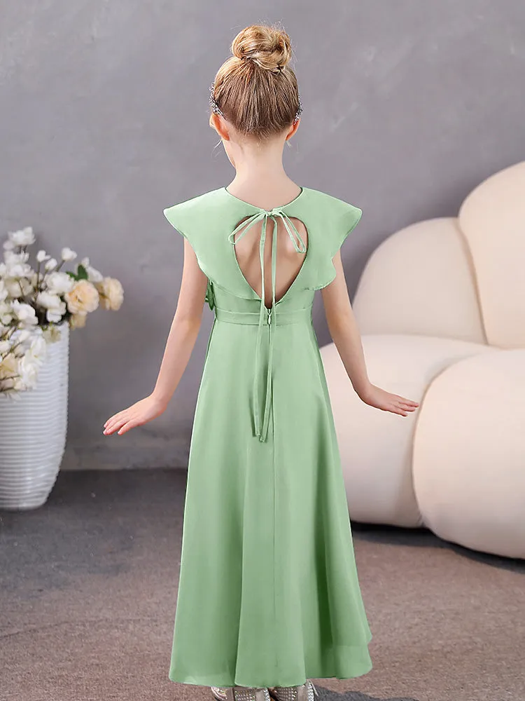 V-Neck Ruffles Chiffon Junior Bridesmaid Dresses