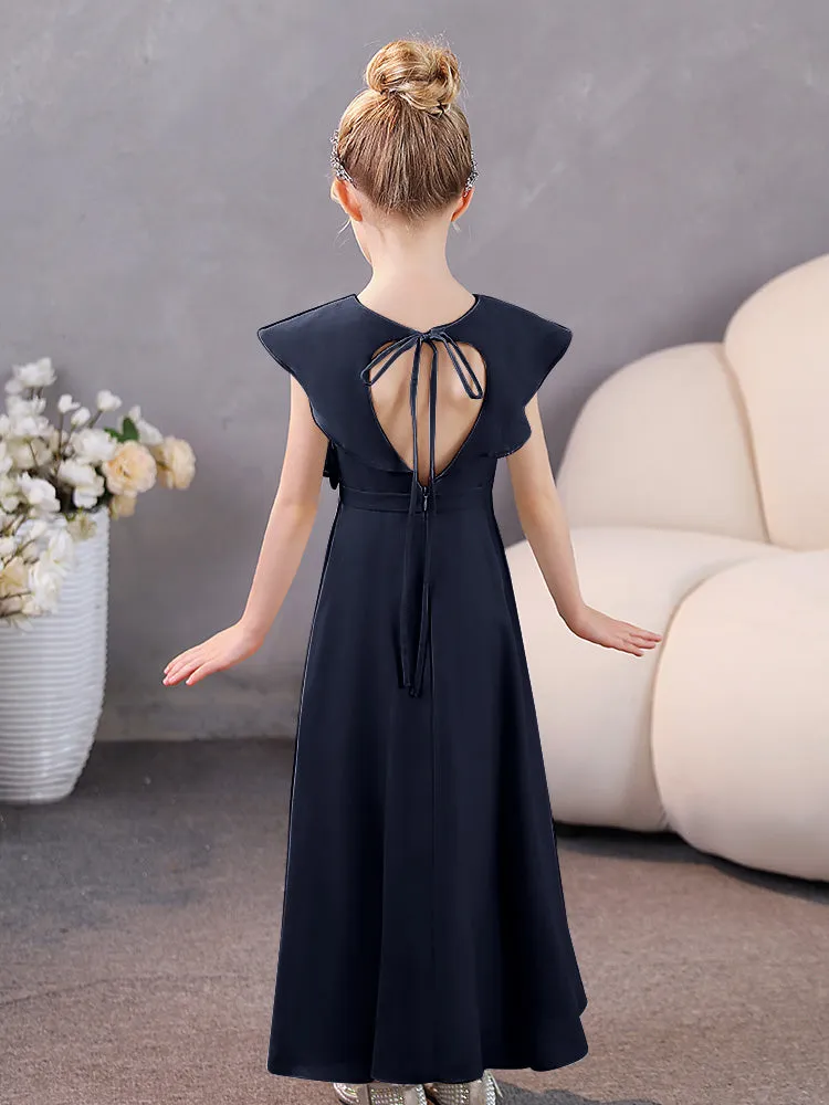 V-Neck Ruffles Chiffon Junior Bridesmaid Dresses