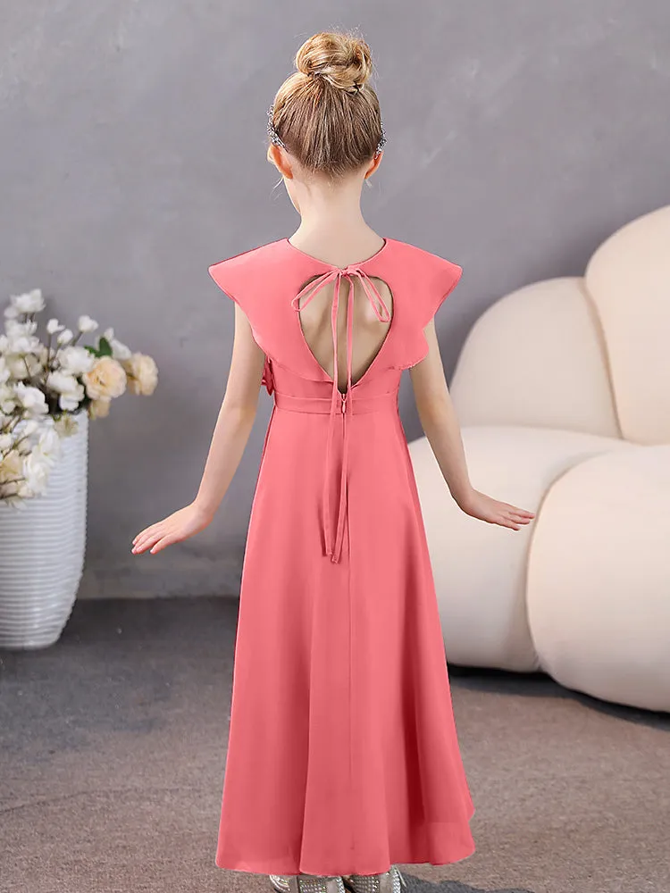 V-Neck Ruffles Chiffon Junior Bridesmaid Dresses