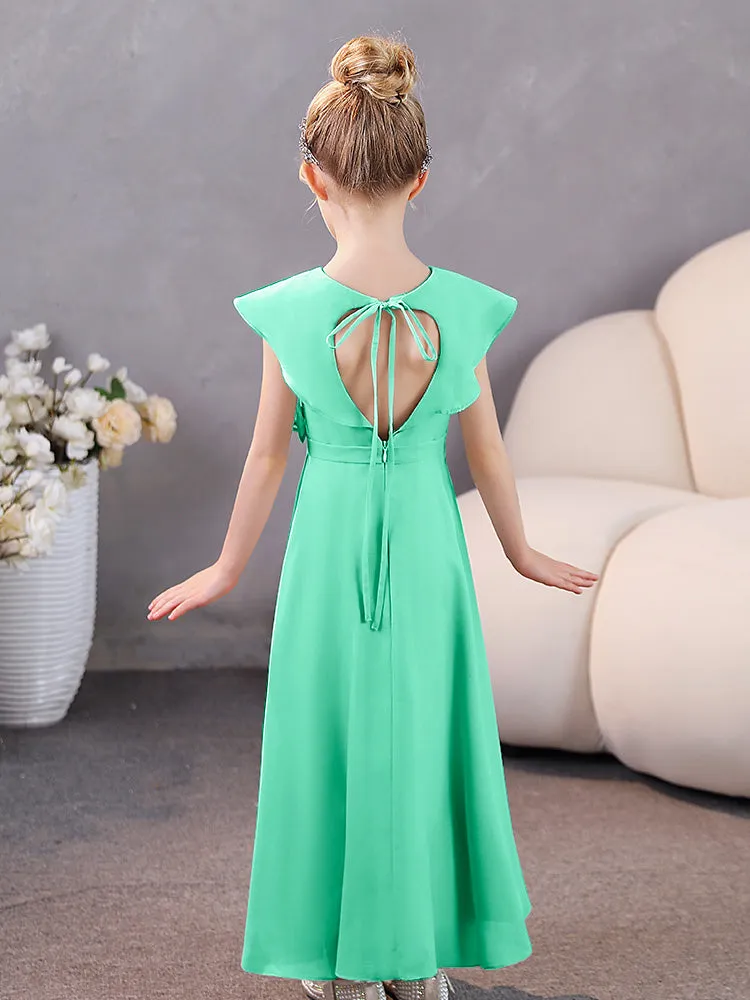 V-Neck Ruffles Chiffon Junior Bridesmaid Dresses