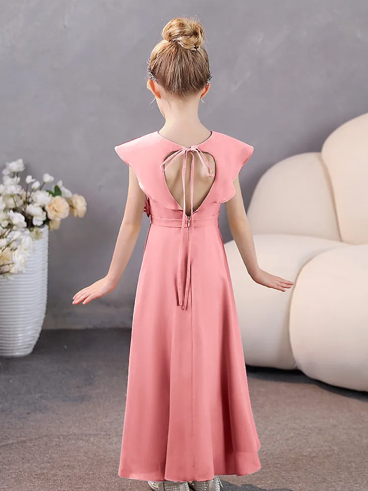 V-Neck Ruffles Chiffon Junior Bridesmaid Dresses