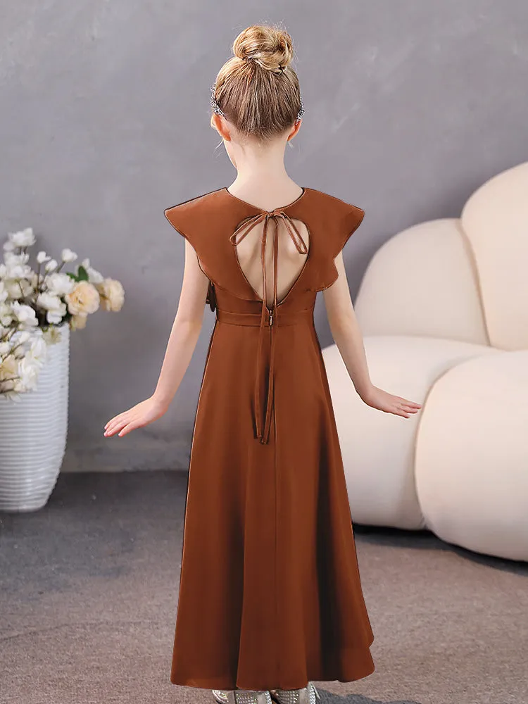 V-Neck Ruffles Chiffon Junior Bridesmaid Dresses
