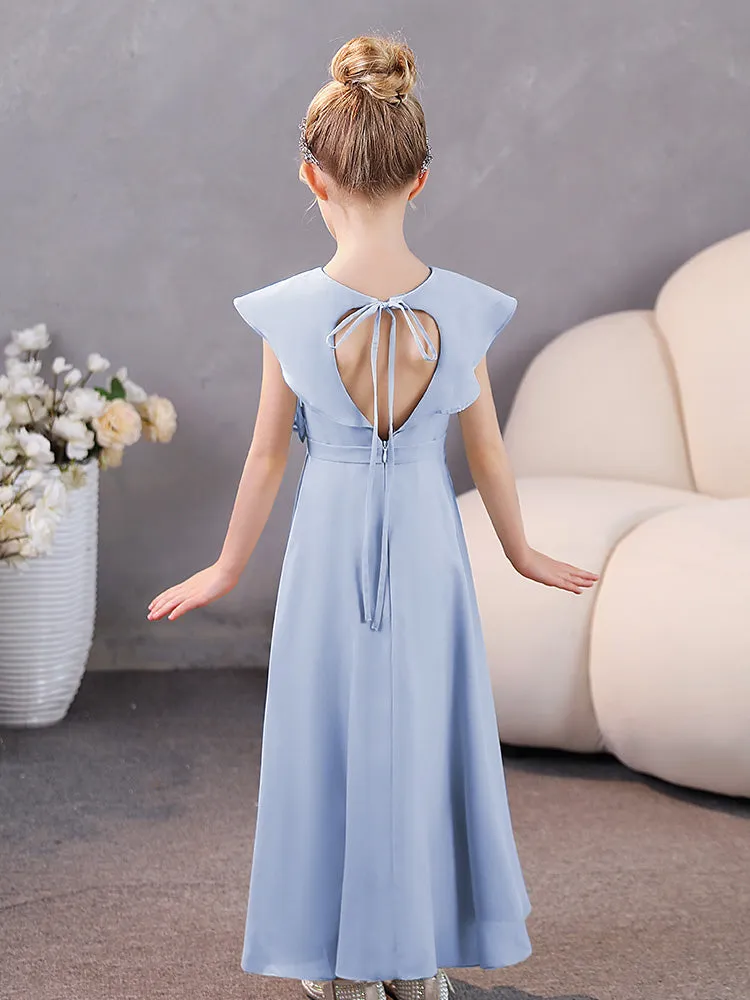 V-Neck Ruffles Chiffon Junior Bridesmaid Dresses