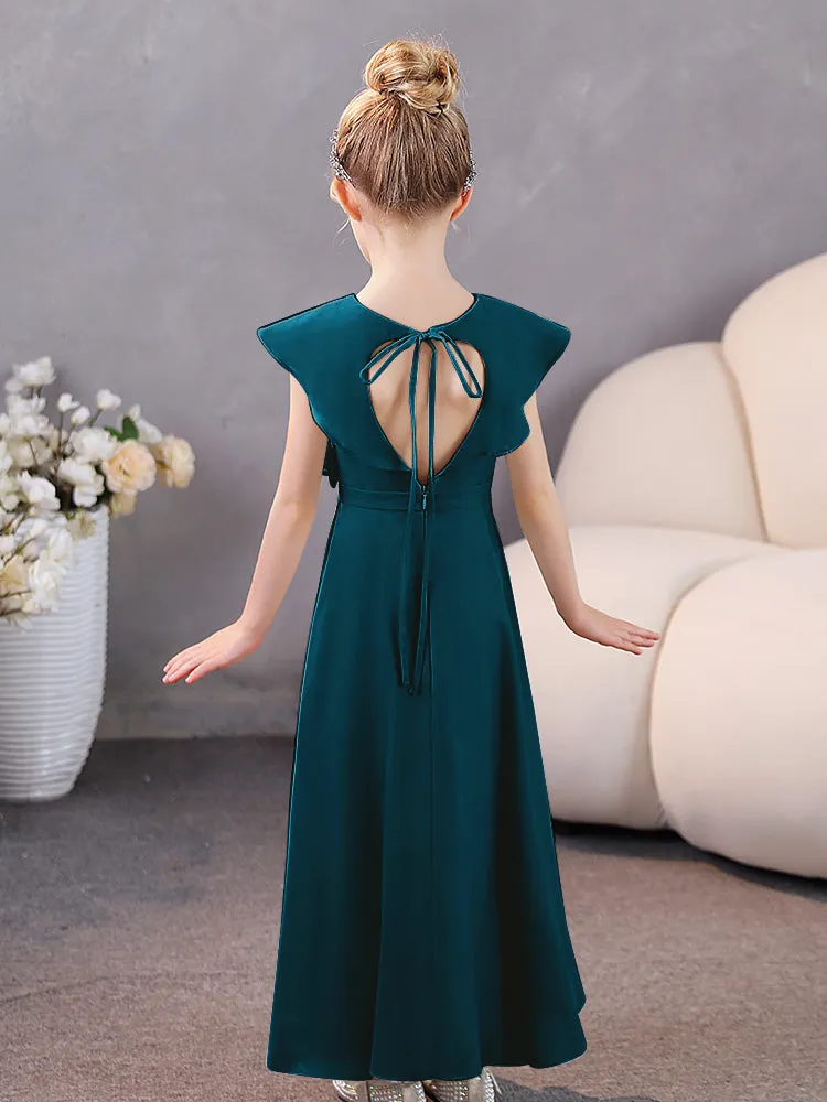 V-Neck Ruffles Chiffon Junior Bridesmaid Dresses