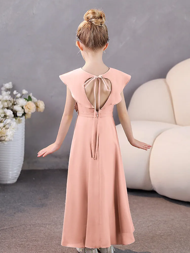 V-Neck Ruffles Chiffon Junior Bridesmaid Dresses