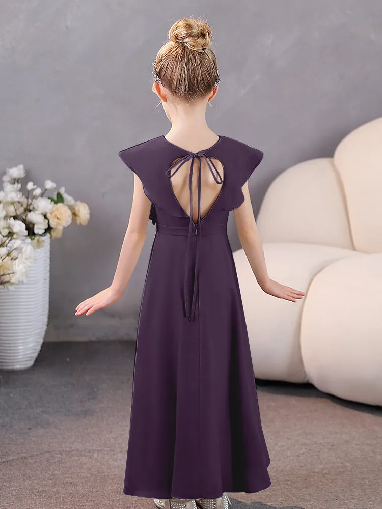 V-Neck Ruffles Chiffon Junior Bridesmaid Dresses