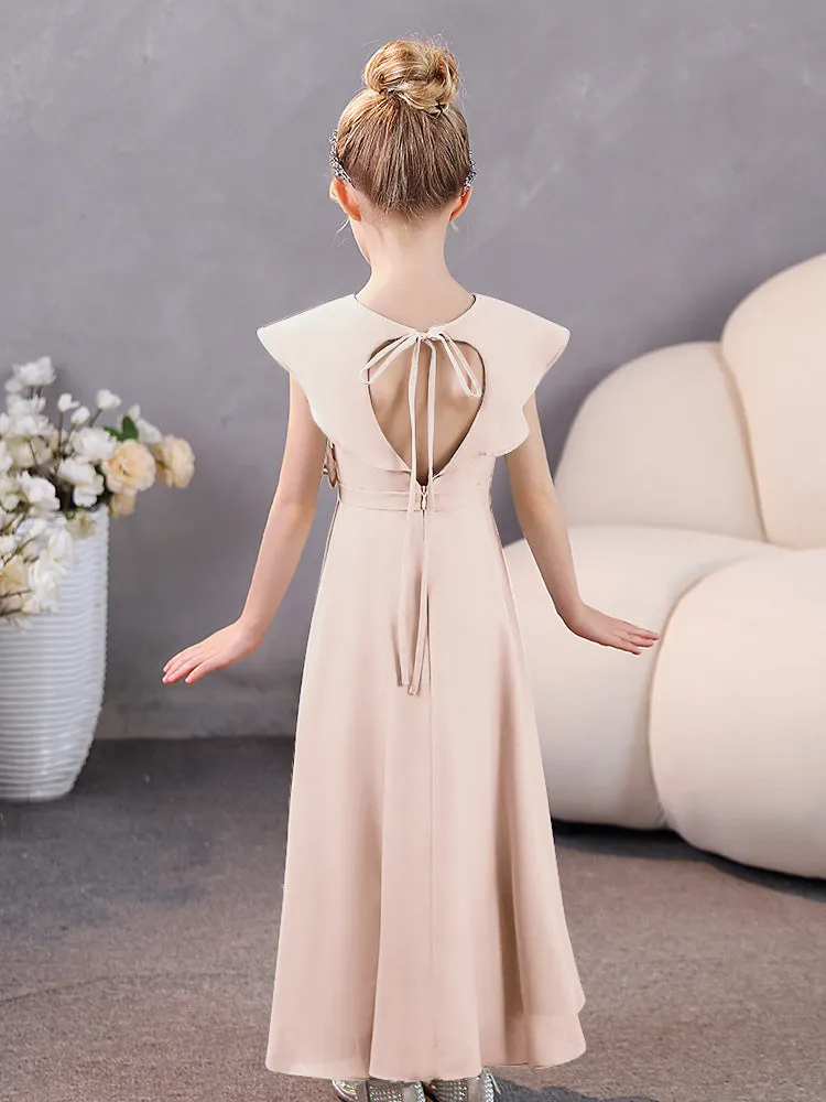 V-Neck Ruffles Chiffon Junior Bridesmaid Dresses