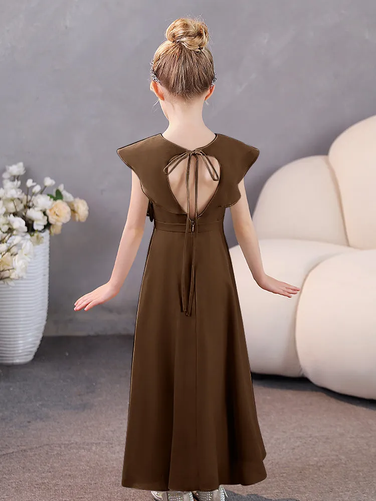 V-Neck Ruffles Chiffon Junior Bridesmaid Dresses