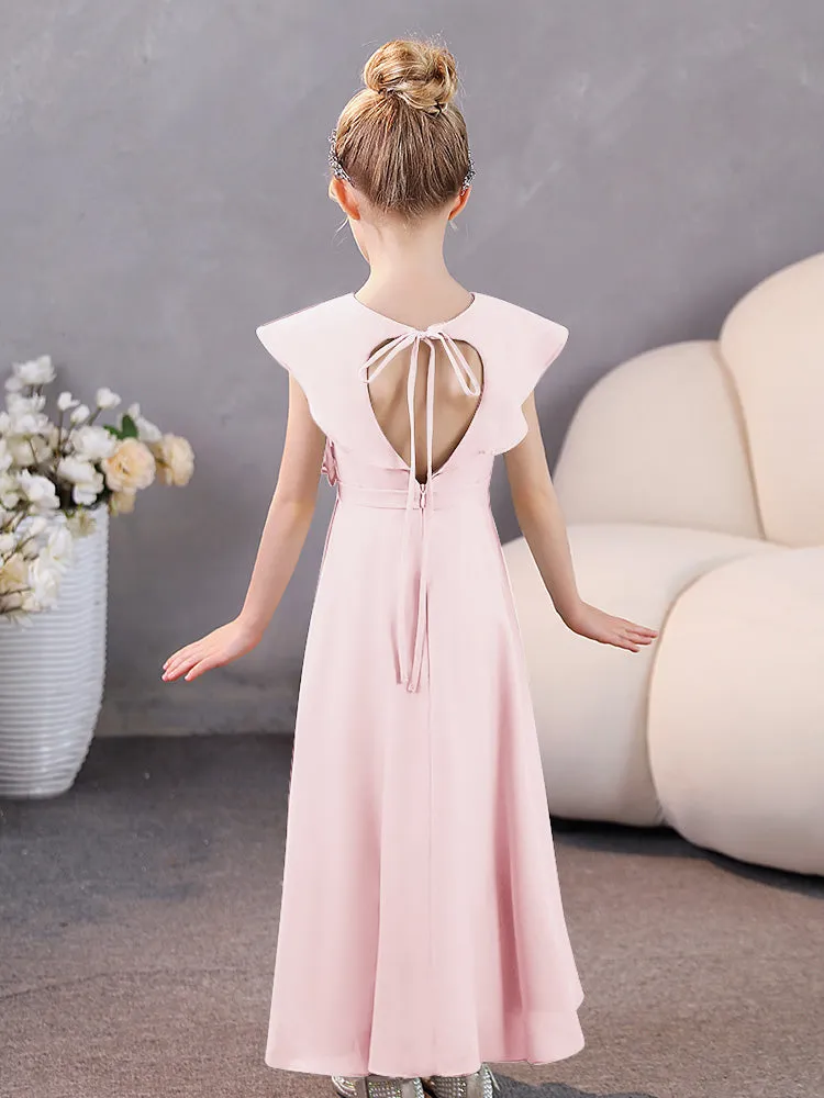 V-Neck Ruffles Chiffon Junior Bridesmaid Dresses