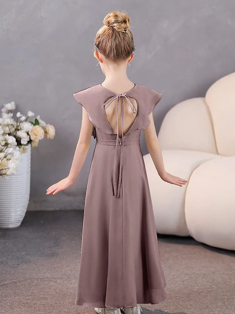 V-Neck Ruffles Chiffon Junior Bridesmaid Dresses