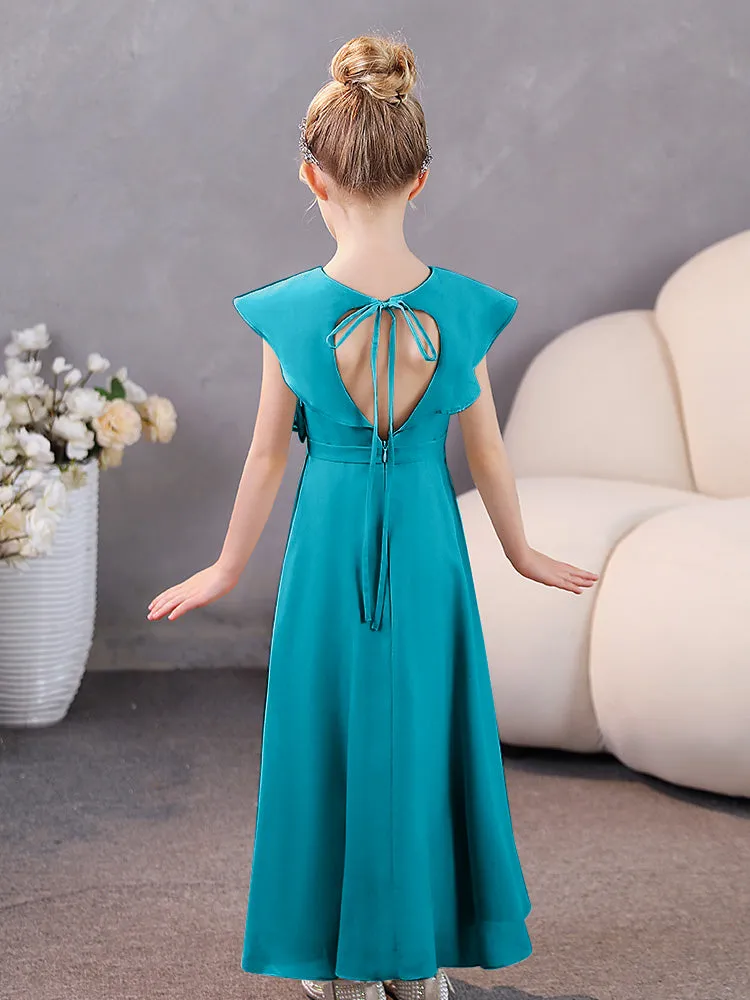 V-Neck Ruffles Chiffon Junior Bridesmaid Dresses