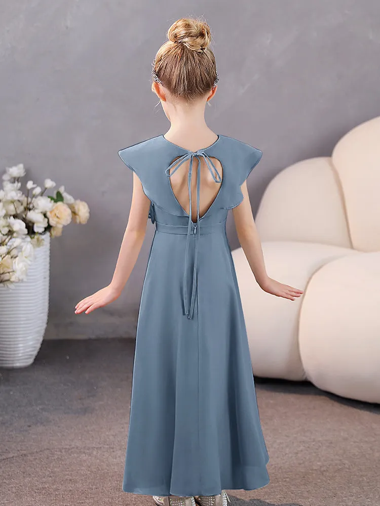 V-Neck Ruffles Chiffon Junior Bridesmaid Dresses