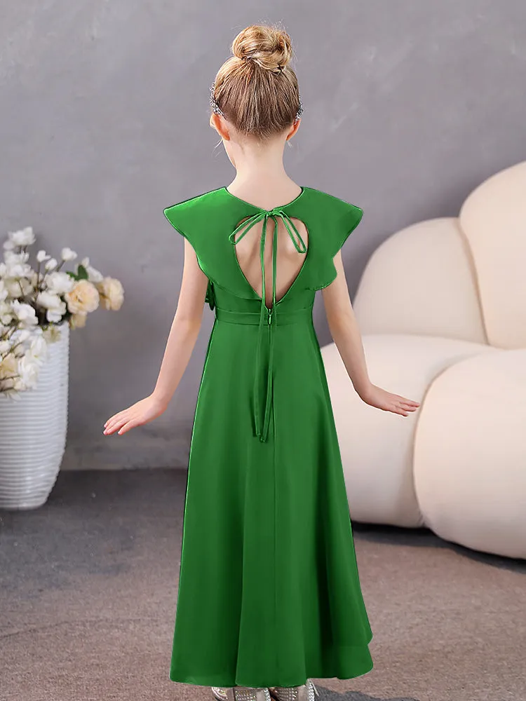 V-Neck Ruffles Chiffon Junior Bridesmaid Dresses