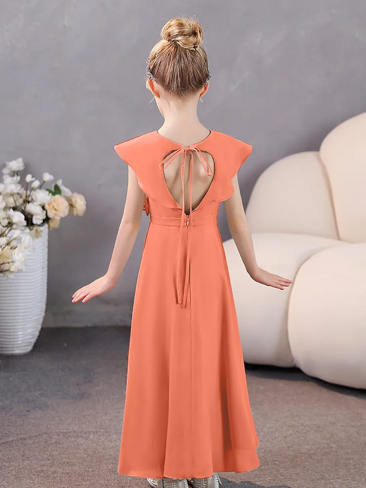 V-Neck Ruffles Chiffon Junior Bridesmaid Dresses