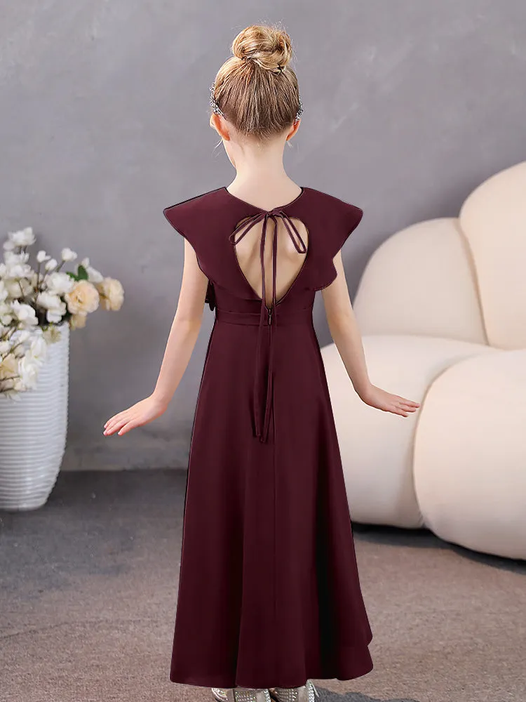 V-Neck Ruffles Chiffon Junior Bridesmaid Dresses