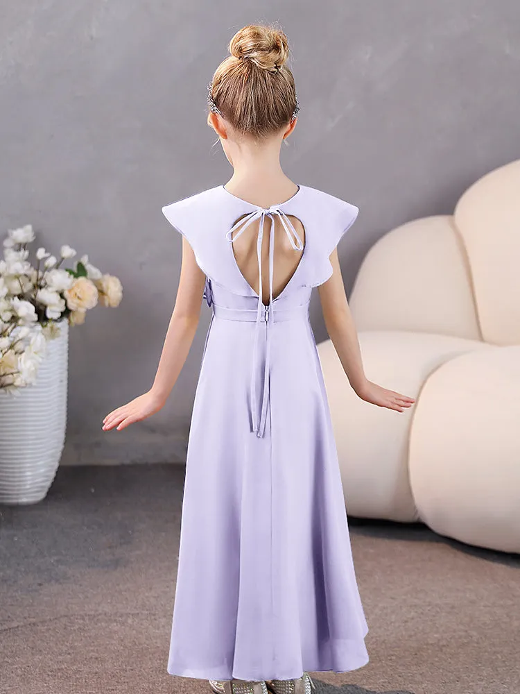 V-Neck Ruffles Chiffon Junior Bridesmaid Dresses