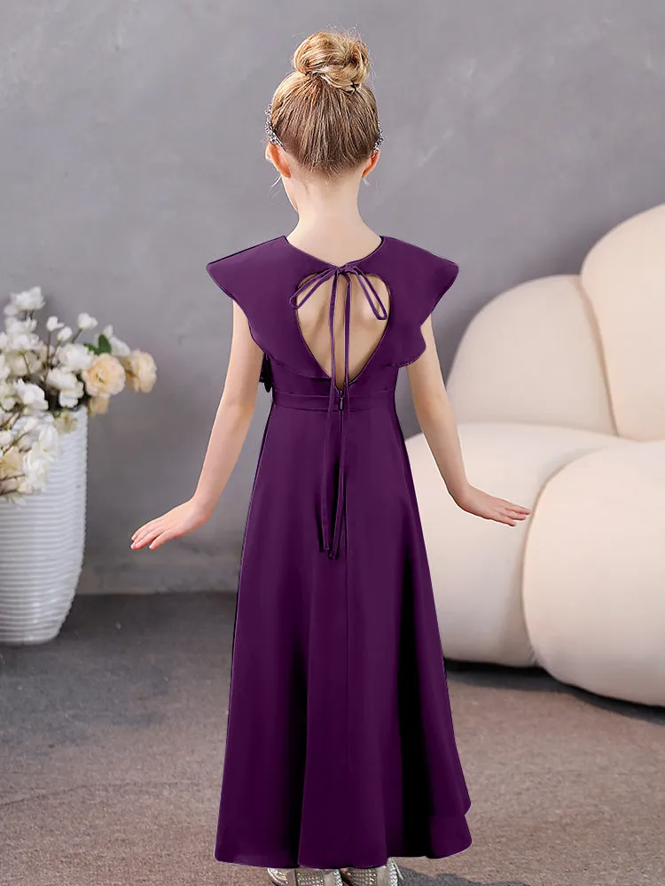 V-Neck Ruffles Chiffon Junior Bridesmaid Dresses