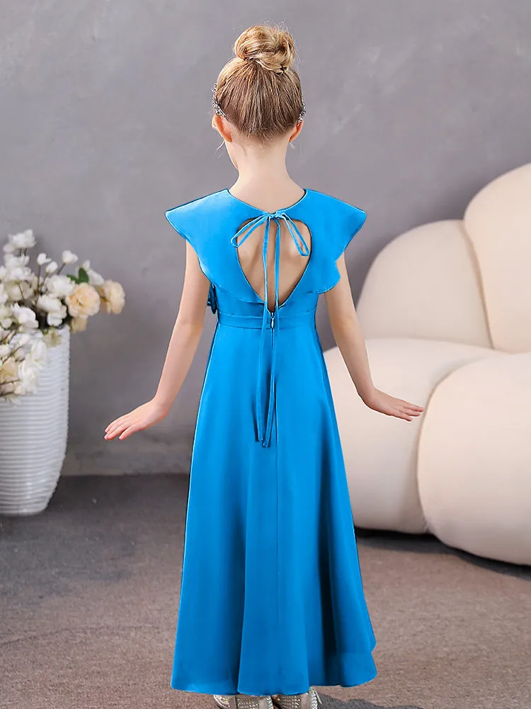 V-Neck Ruffles Chiffon Junior Bridesmaid Dresses