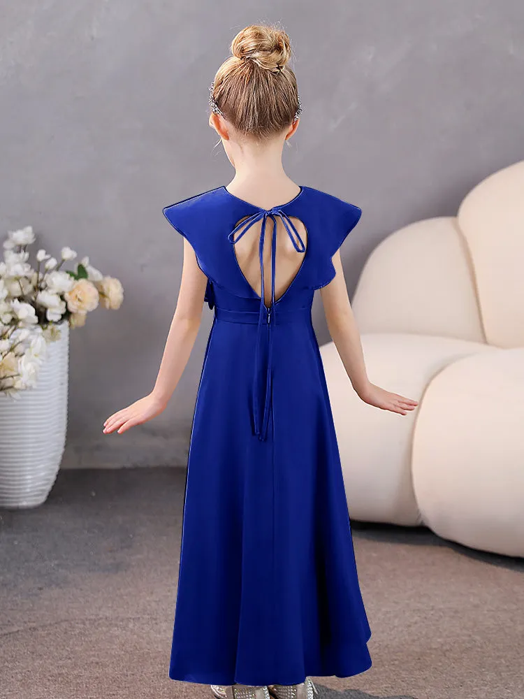 V-Neck Ruffles Chiffon Junior Bridesmaid Dresses