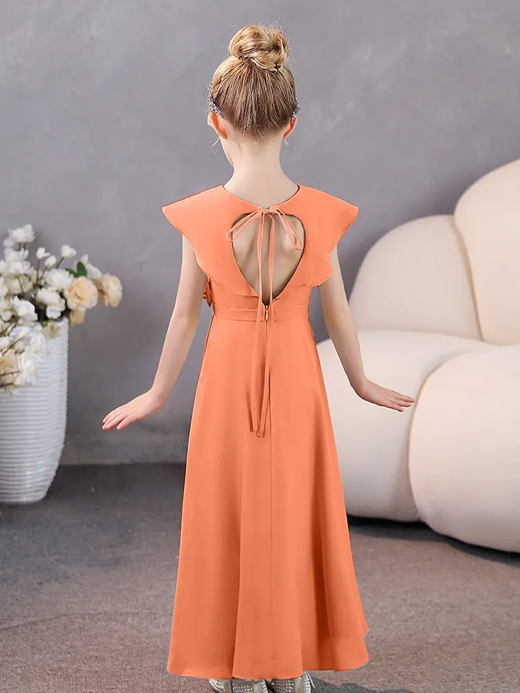V-Neck Ruffles Chiffon Junior Bridesmaid Dresses