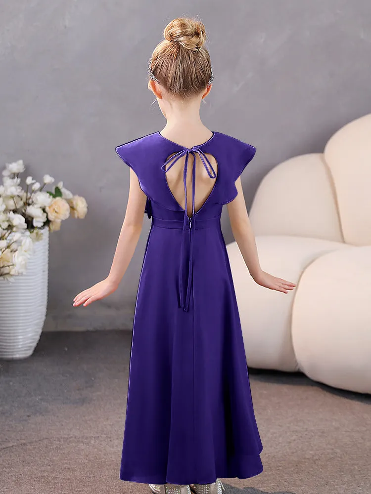 V-Neck Ruffles Chiffon Junior Bridesmaid Dresses