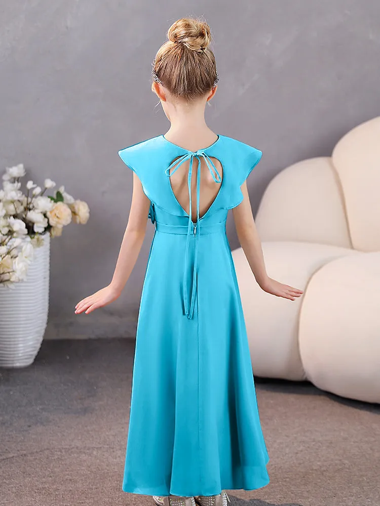 V-Neck Ruffles Chiffon Junior Bridesmaid Dresses