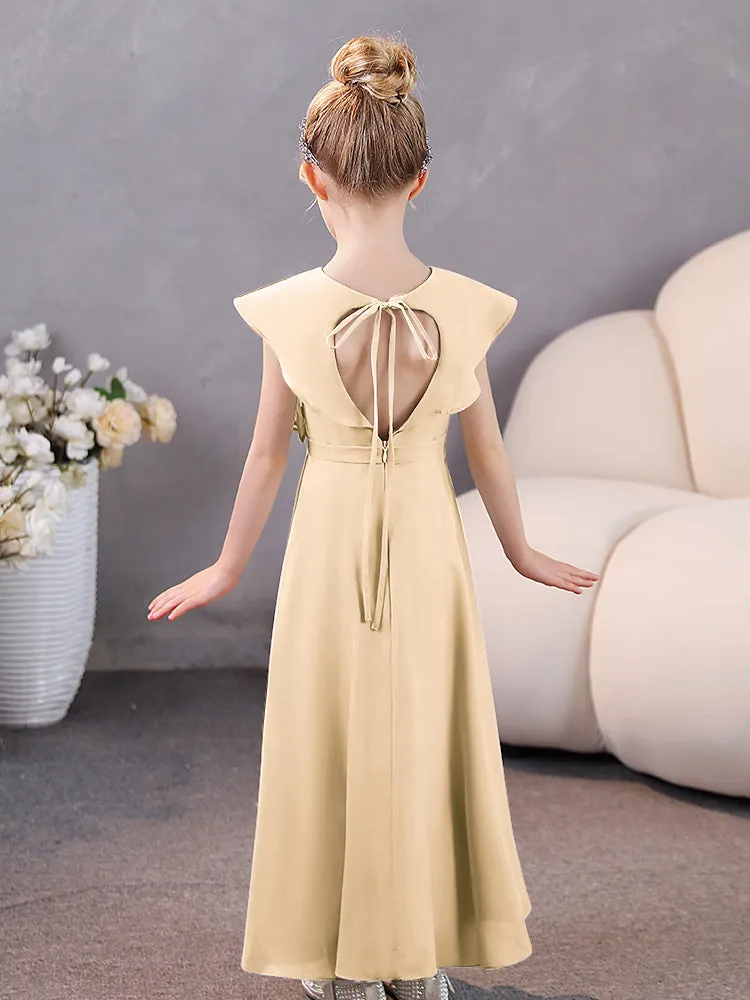 V-Neck Ruffles Chiffon Junior Bridesmaid Dresses