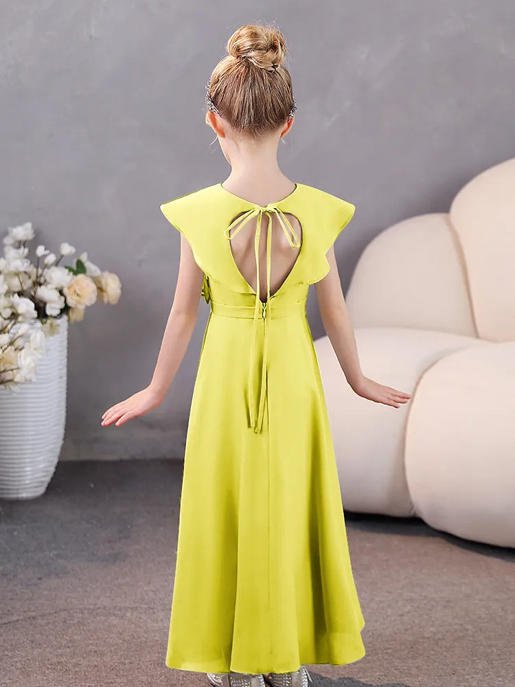 V-Neck Ruffles Chiffon Junior Bridesmaid Dresses