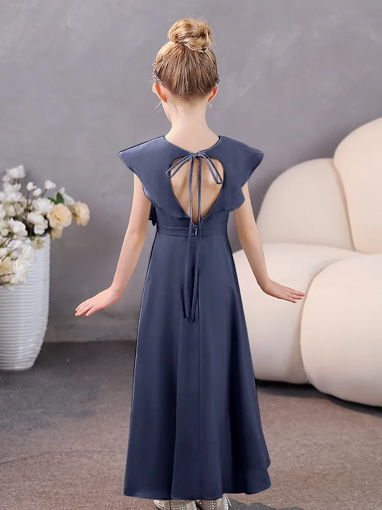V-Neck Ruffles Chiffon Junior Bridesmaid Dresses