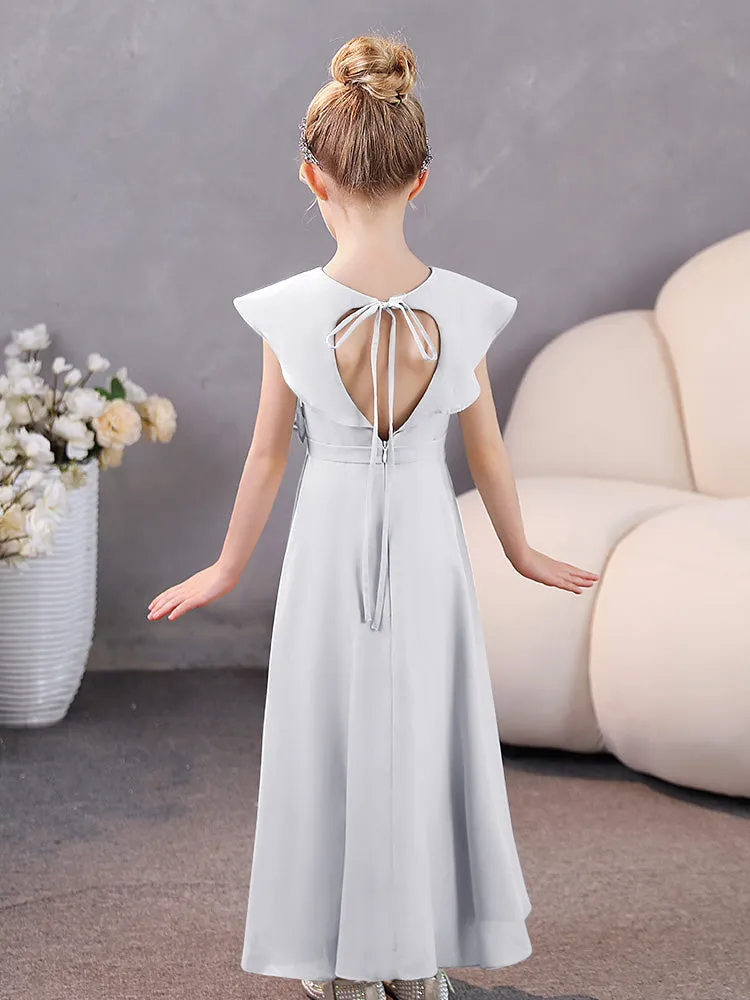 V-Neck Ruffles Chiffon Junior Bridesmaid Dresses