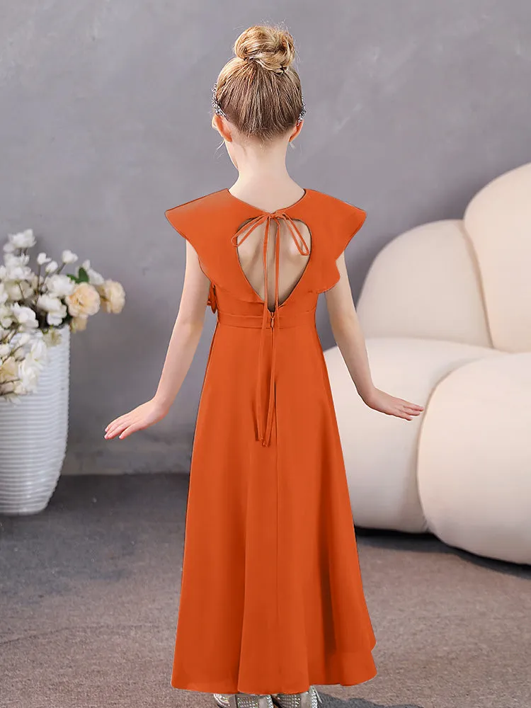 V-Neck Ruffles Chiffon Junior Bridesmaid Dresses