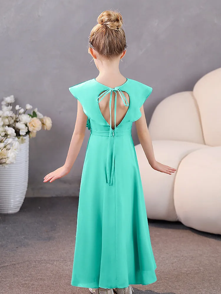 V-Neck Ruffles Chiffon Junior Bridesmaid Dresses