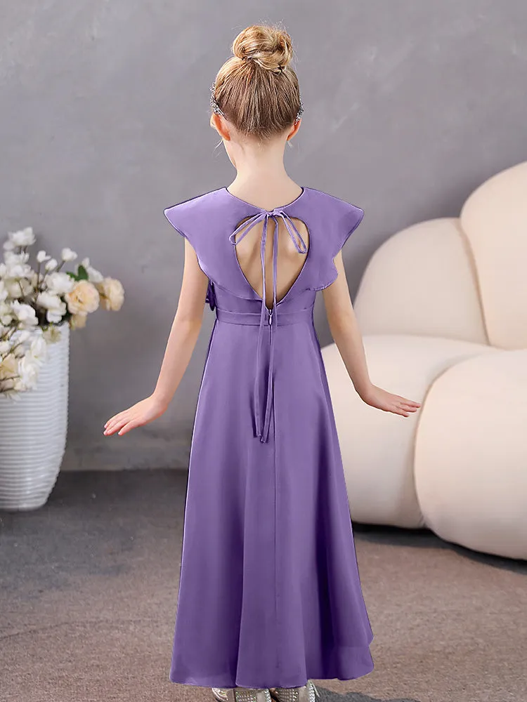 V-Neck Ruffles Chiffon Junior Bridesmaid Dresses