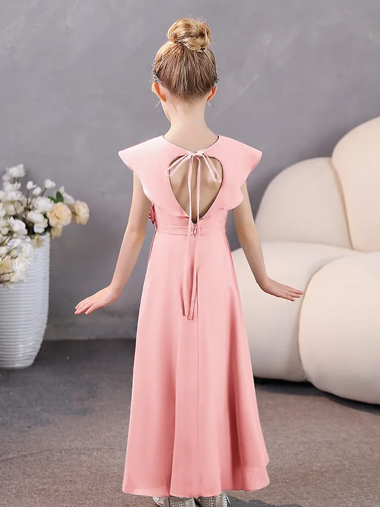 V-Neck Ruffles Chiffon Junior Bridesmaid Dresses