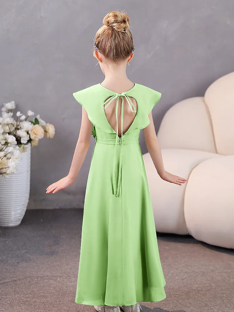 V-Neck Ruffles Chiffon Junior Bridesmaid Dresses