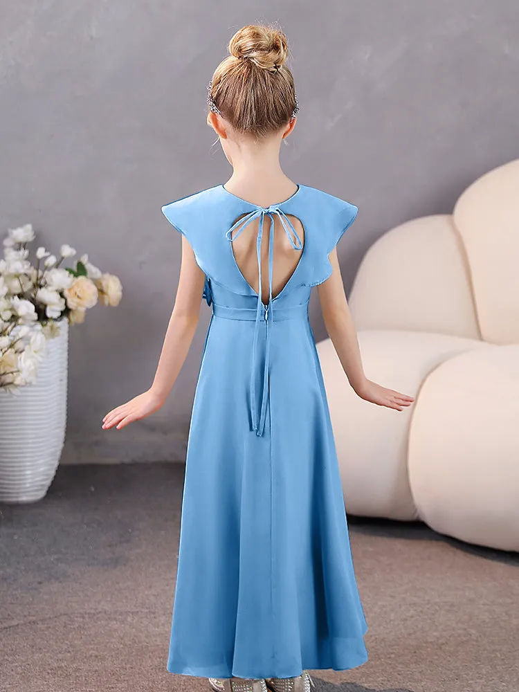 V-Neck Ruffles Chiffon Junior Bridesmaid Dresses