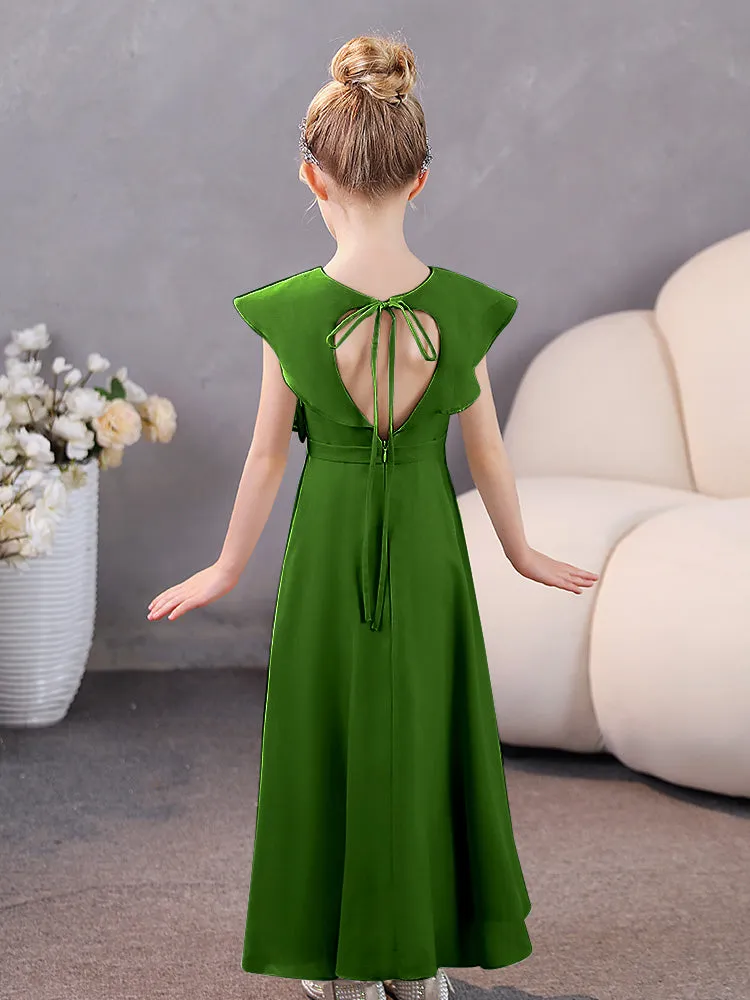 V-Neck Ruffles Chiffon Junior Bridesmaid Dresses